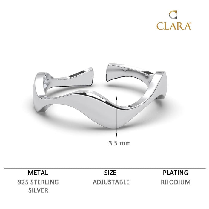 CLARA Pure 925 Sterling Silver Wave Finger Ring