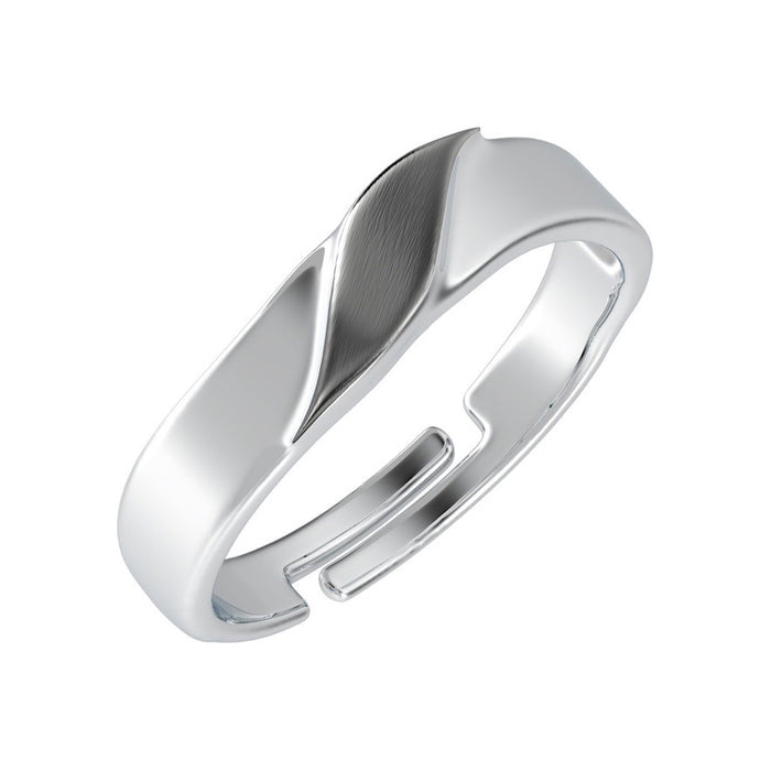 CLARA Pure 925 Sterling Silver Wave Adjustable Ring Gift for Men and Boys | Partial Matte Finish