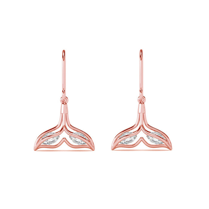 Silver Whale Tail Dangler Earrings