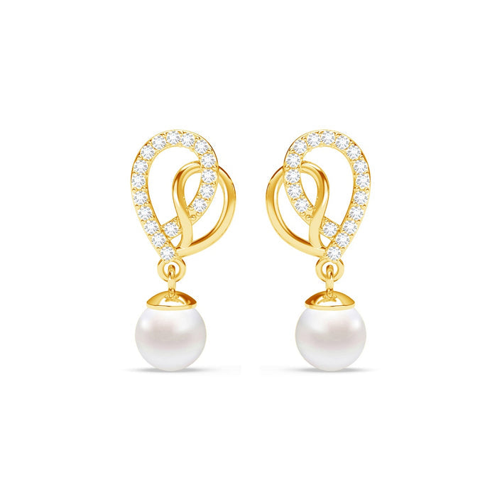 Silver Zahab Pearl Interlocked Drop Earrings