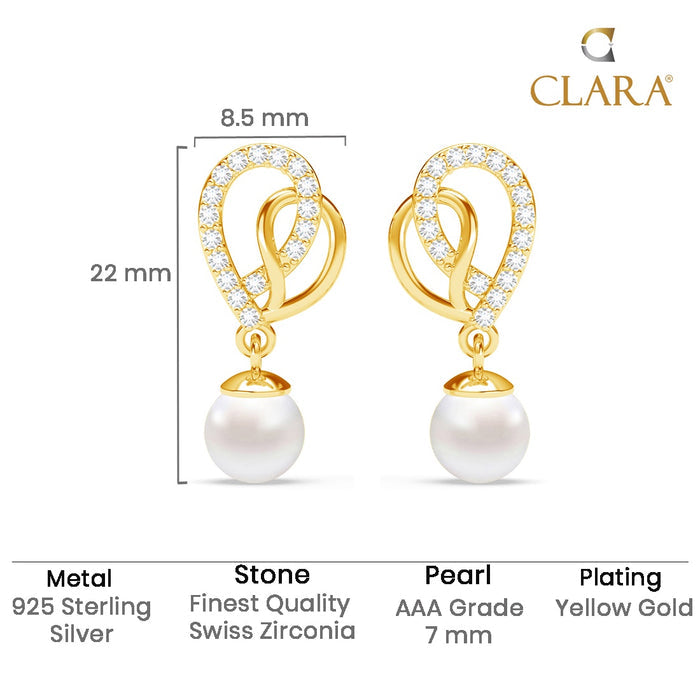Silver Zahab Pearl Interlocked Drop Earrings