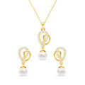 Silver Zahab Pearl Interlocked Jewellery Set