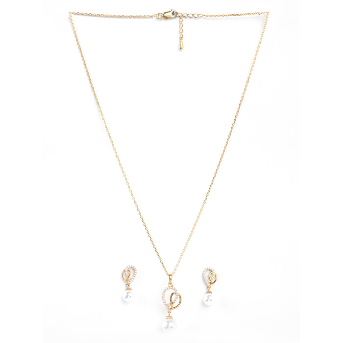 Silver Zahab Pearl Interlocked Jewellery Set