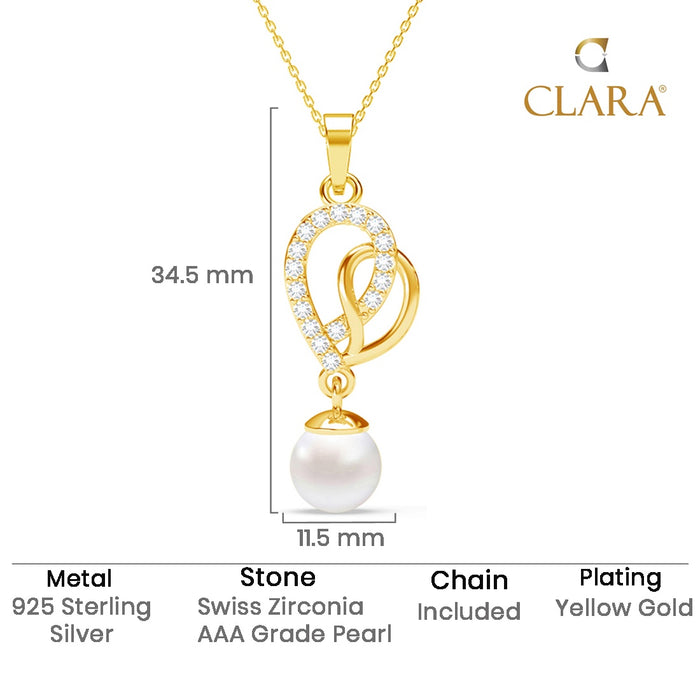 Silver Zahab Pearl Interlocked Pendant Chain