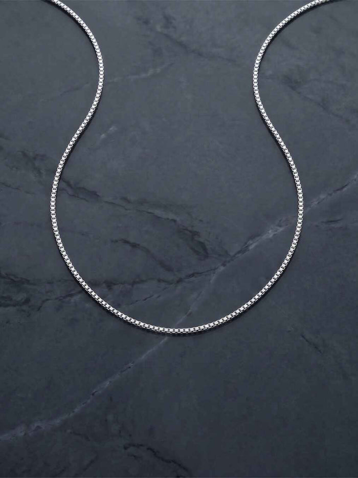 Silver Zelina Box Chain Necklace in 18 inches