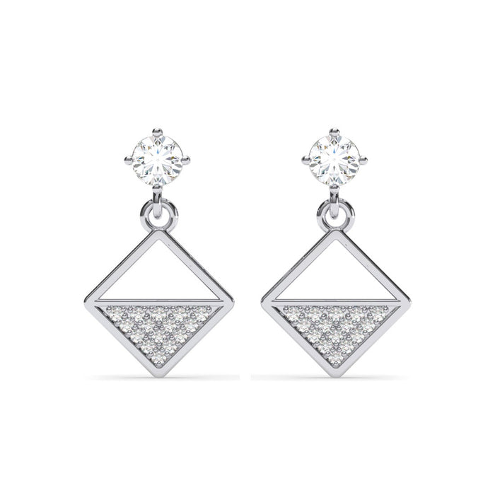 Silver Zeta Square Earrings