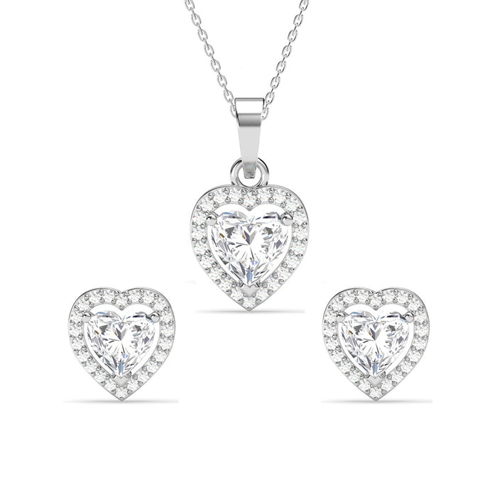 Silver Zilvia Heart Solitaire Jewellery Set