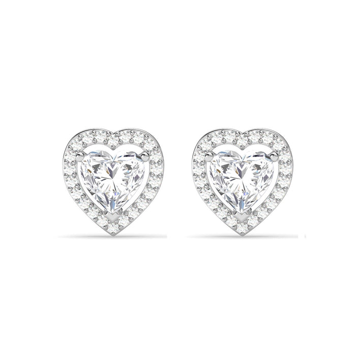 Silver Zilvia Heart Solitaire Stud Earrings