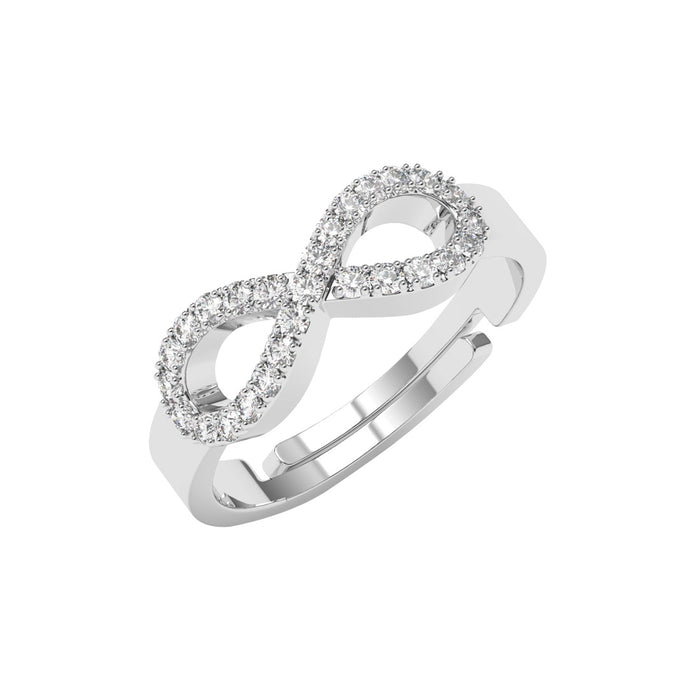 CLARA 925 Sterling Silver Size Adjustable Zoe Studded Infinity Valentine Ring