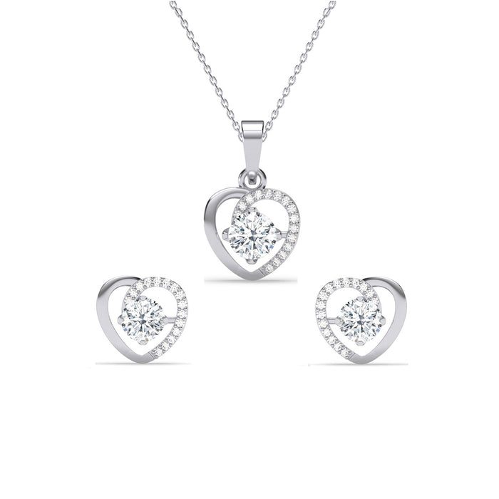 Silver Zola Heart Jewellery Set