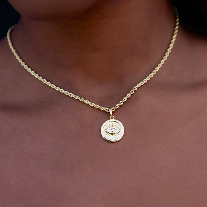 Small Coin Evil Eye Pendant - The GLD Shop