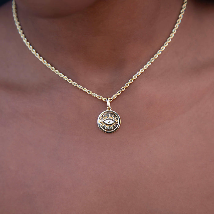 Small Coin Evil Eye Pendant - The GLD Shop