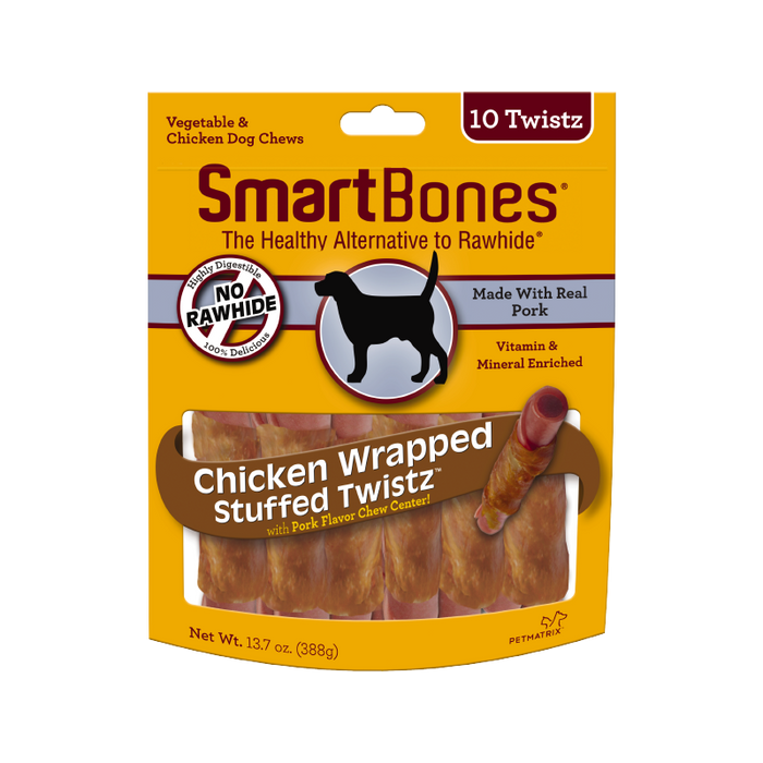 SmartBones Dog Treat Chicken Wrapped Stuffed Twistz 10pk