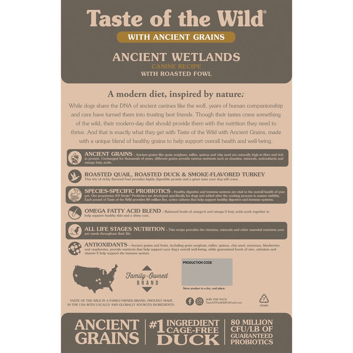 Taste of the Wild Ancient Wetlands Canine Recipe with Roasted Fowl Dry Dog Food