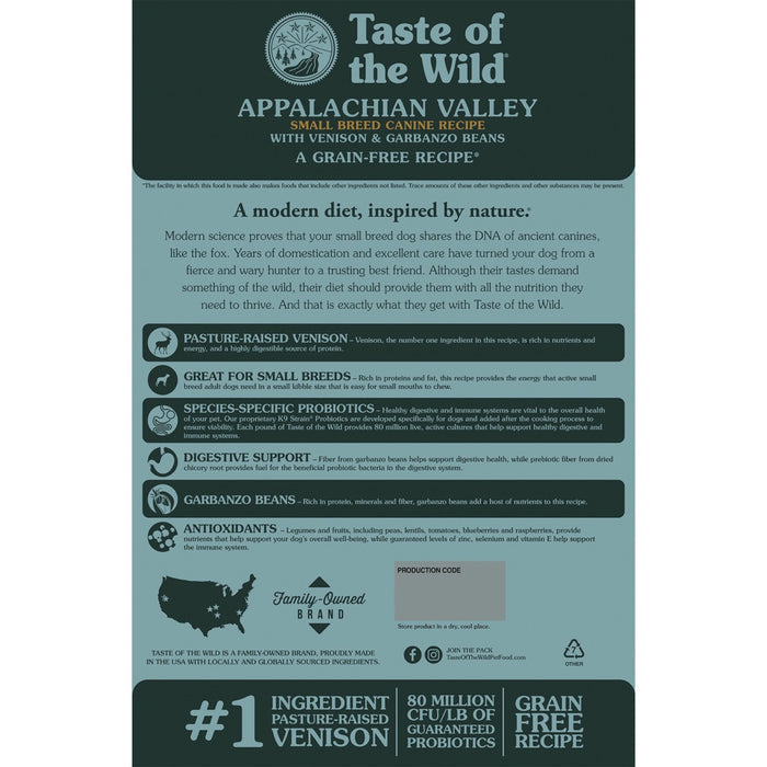 Taste of the Wild Appalachian Valley Small Breed Canine Recipe with Venison & Garbanzo Beans Dry Dog Food