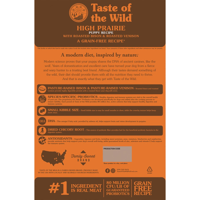 Taste of the Wild High Prairie Puppy Recipe with Roasted Bison & Roasted Venison Dry Dog Food