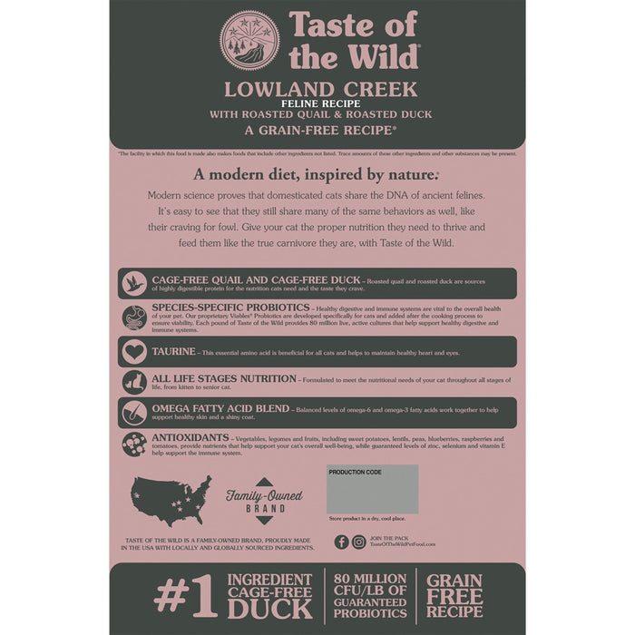 Taste of the Wild Lowland Creek Feline Recipe with Roasted Quail & Roasted Duck Dry Cat Food