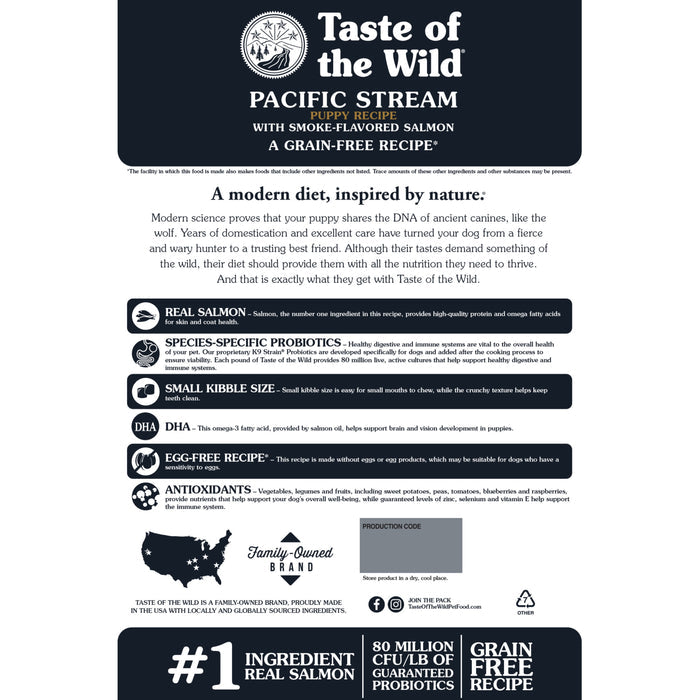 Taste of the Wild Pacific Stream Puppy Recipe with Smoke-Flavored Salmon Dry Dog Food