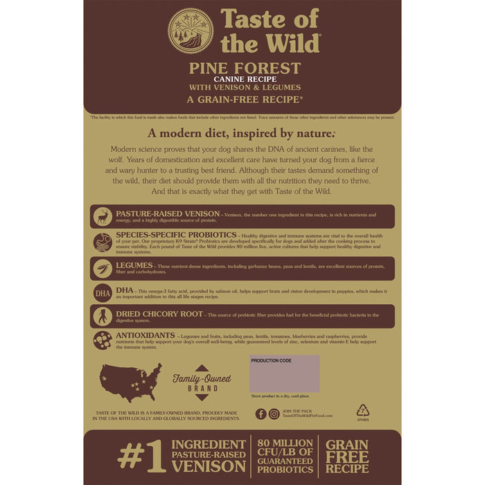 Taste of the Wild Pine Forest Canine Recipe with Venison & Legumes Dry Dog Food