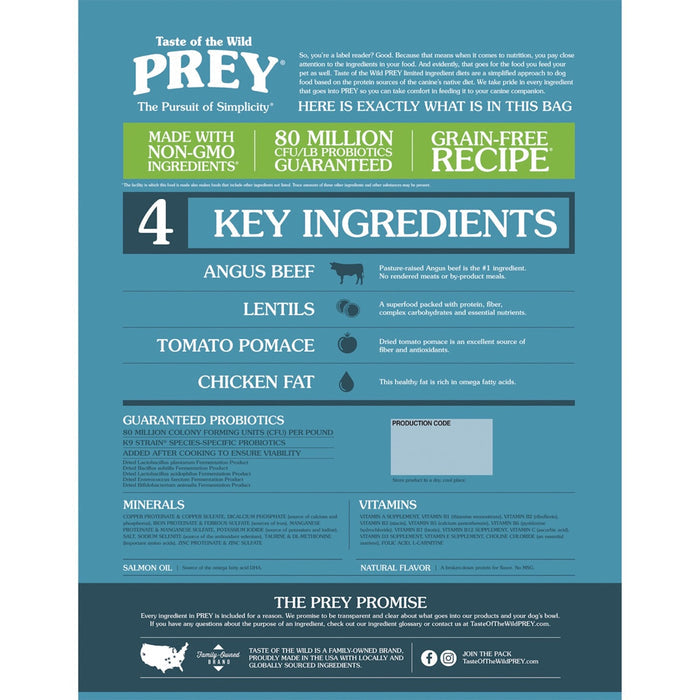 Taste of the Wild PREY Angus Beef Recipe Dry Dog Food