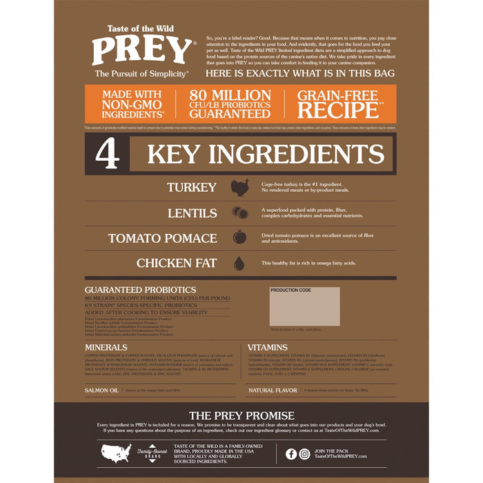Taste of the Wild PREY Turkey Recipe Dry Dog Food