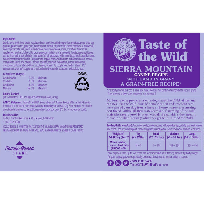 Taste Of The Wild Sierra Mountain Canine Canned Dog Food