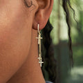 Triple Cross Drop Earrings in Yellow Gold