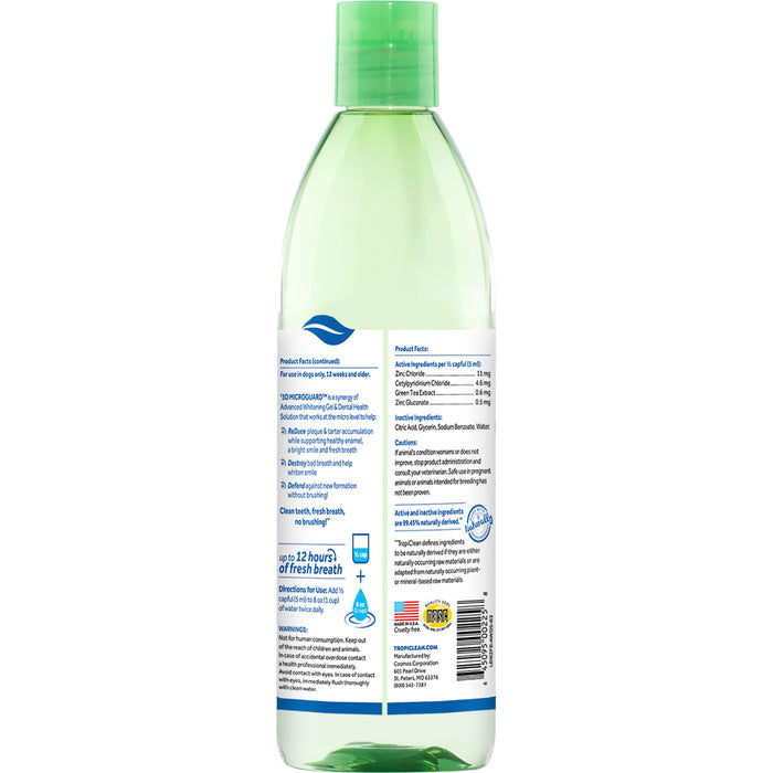 TropiClean Fresh Breath Advanced Whitening Dental Health Solution for Dogs, 16oz
