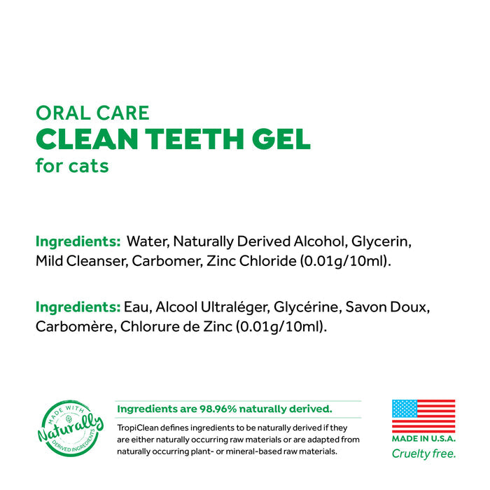 TropiClean Fresh Breath No Brushing Clean Teeth Dental & Oral Care Gel for Cats, 2oz
