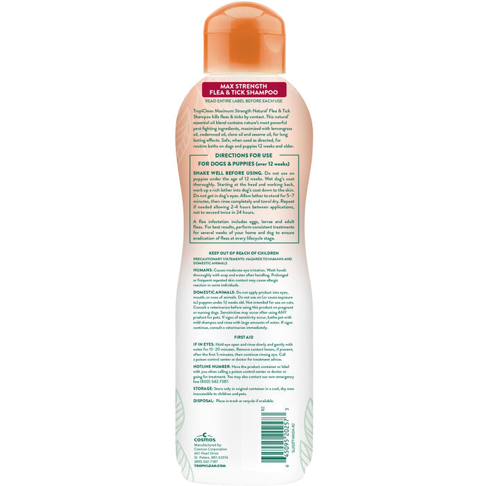 TropiClean Natural* Flea & Tick Maximum Strength Shampoo for Dogs, 20oz