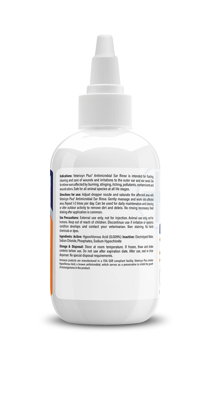 Vetericyn Plus Antimicrobial Ear Rinse for Dogs & Cats, 3-ounce