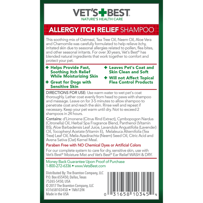 Vet's Best Allergy Itch Relief Shampoo 16oz
