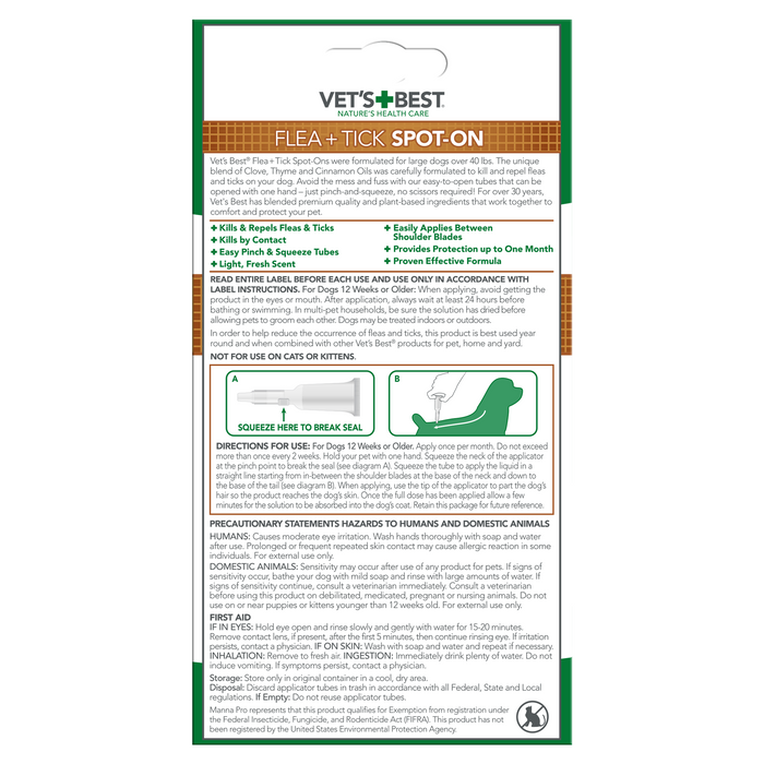 Vet's Best Flea and Tick Spot-On Large 4ct.