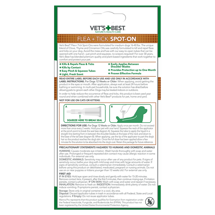 Vet's Best Flea and Tick Spot-On Medium 4ct.