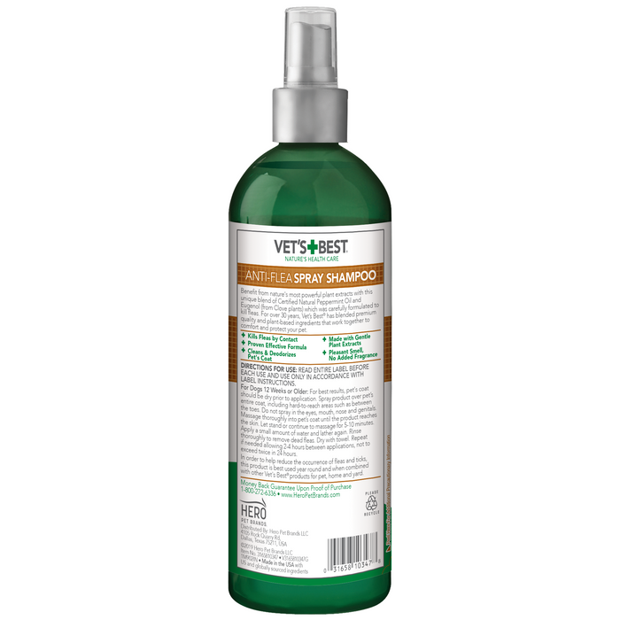 Vet's Best Natural Anti-Flea Easy Spray Shampoo 16oz