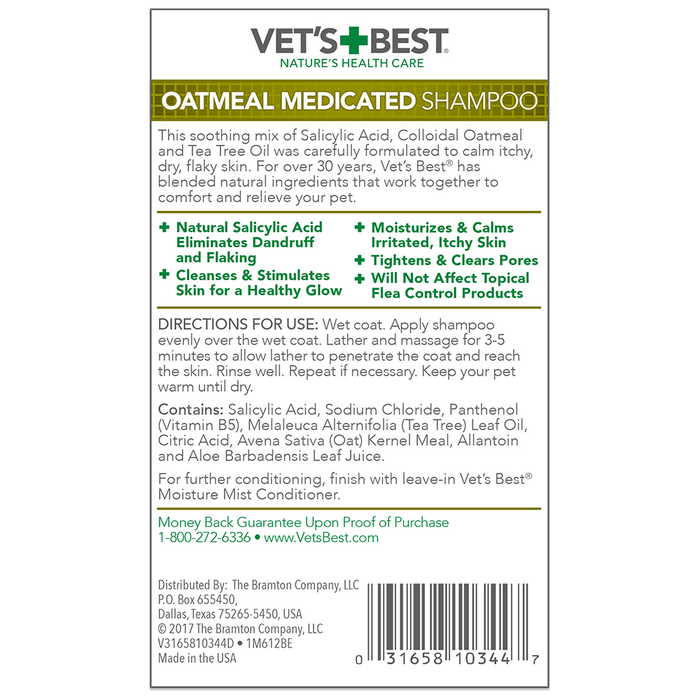 Vet's Best Oatmeal Medicated Shampoo 16oz