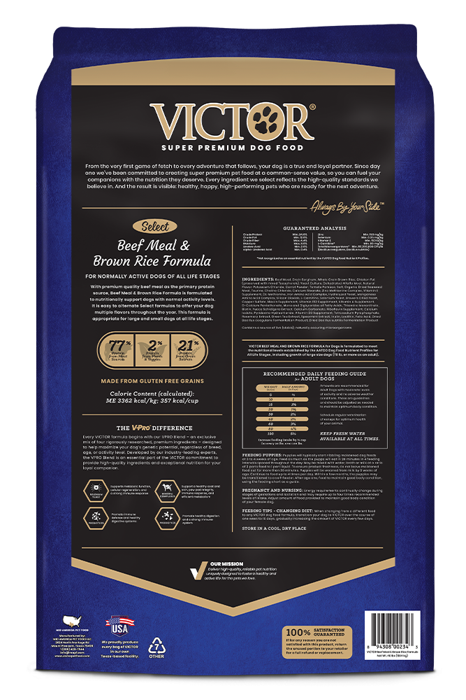 Victor Select Beef Meal & Brown Rice Formula Dry Dog Food