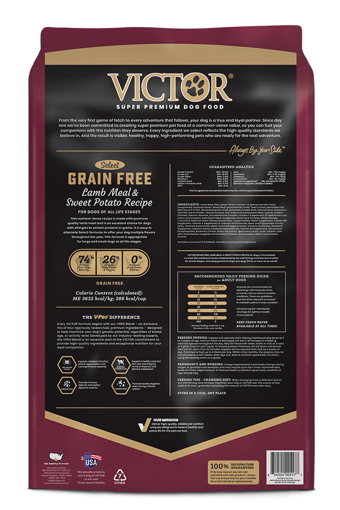 Victor Select Grain Free Lamb Meal & Sweet Potato Canine Recipe Dry Dog Food