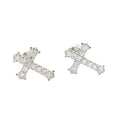 Women's Moissanite Micro Cross Stud Earring in White Gold Vermeil
