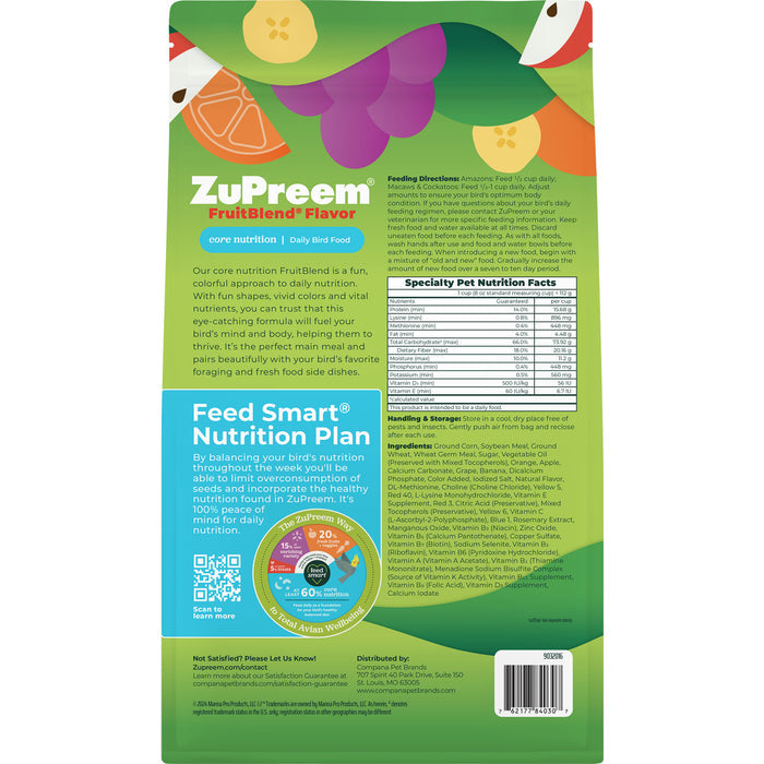 Zupreem FruitBlend Flavor Food with Natural Flavors for Large Birds