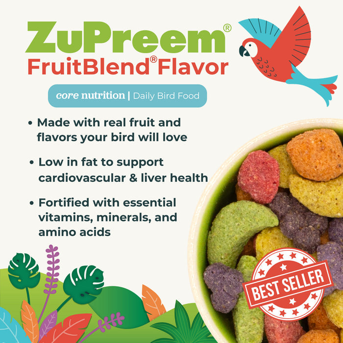 Zupreem FruitBlend Flavor Food with Natural Flavors for Large Birds