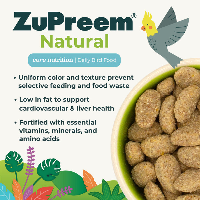 Zupreem Natural Food with Added Vitamins Minerals Amino Acids for Large Birds